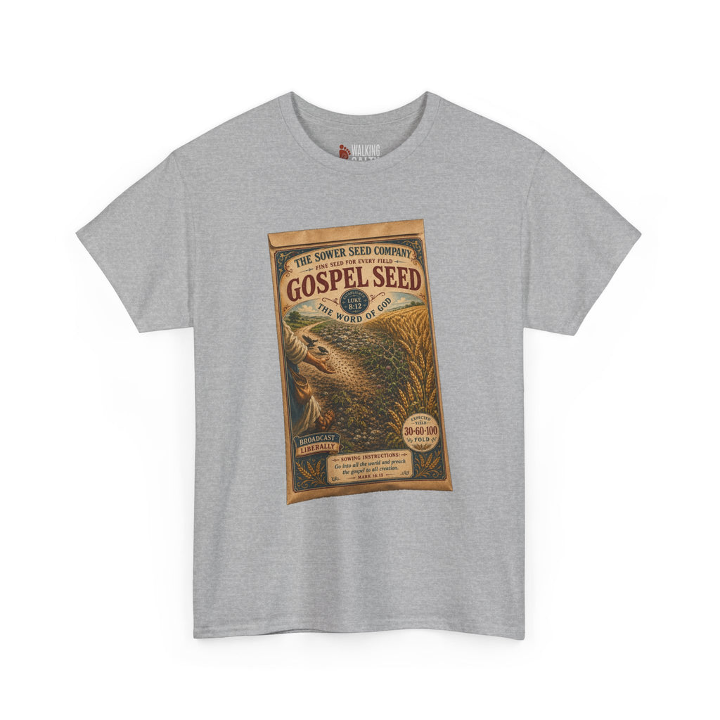 Vintage 'Gospel Seed' Seed Packet Graphic Tee — Retro Botanical Shirt