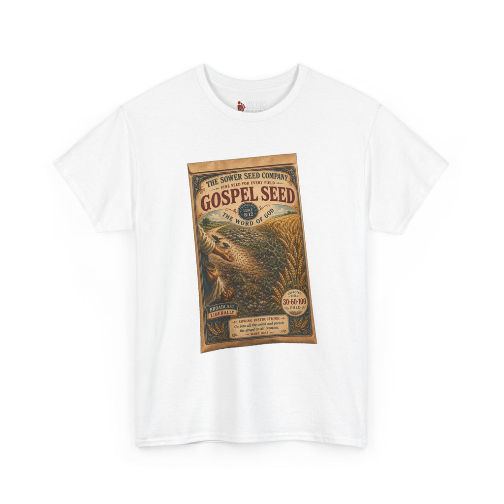 Vintage 'Gospel Seed' Seed Packet Graphic Tee — Retro Botanical Shirt