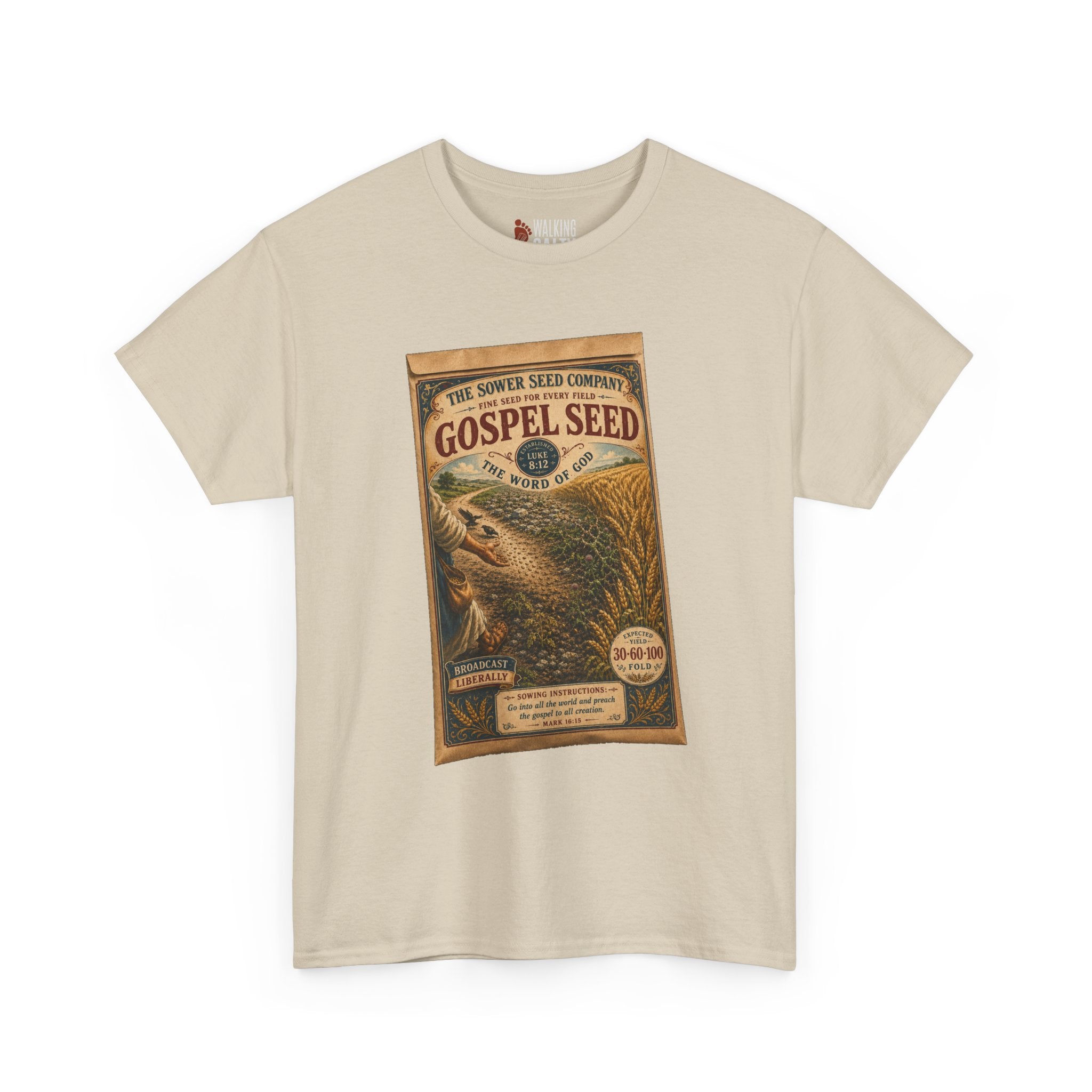 Vintage 'Gospel Seed' Seed Packet Graphic Tee — Retro Botanical Shirt