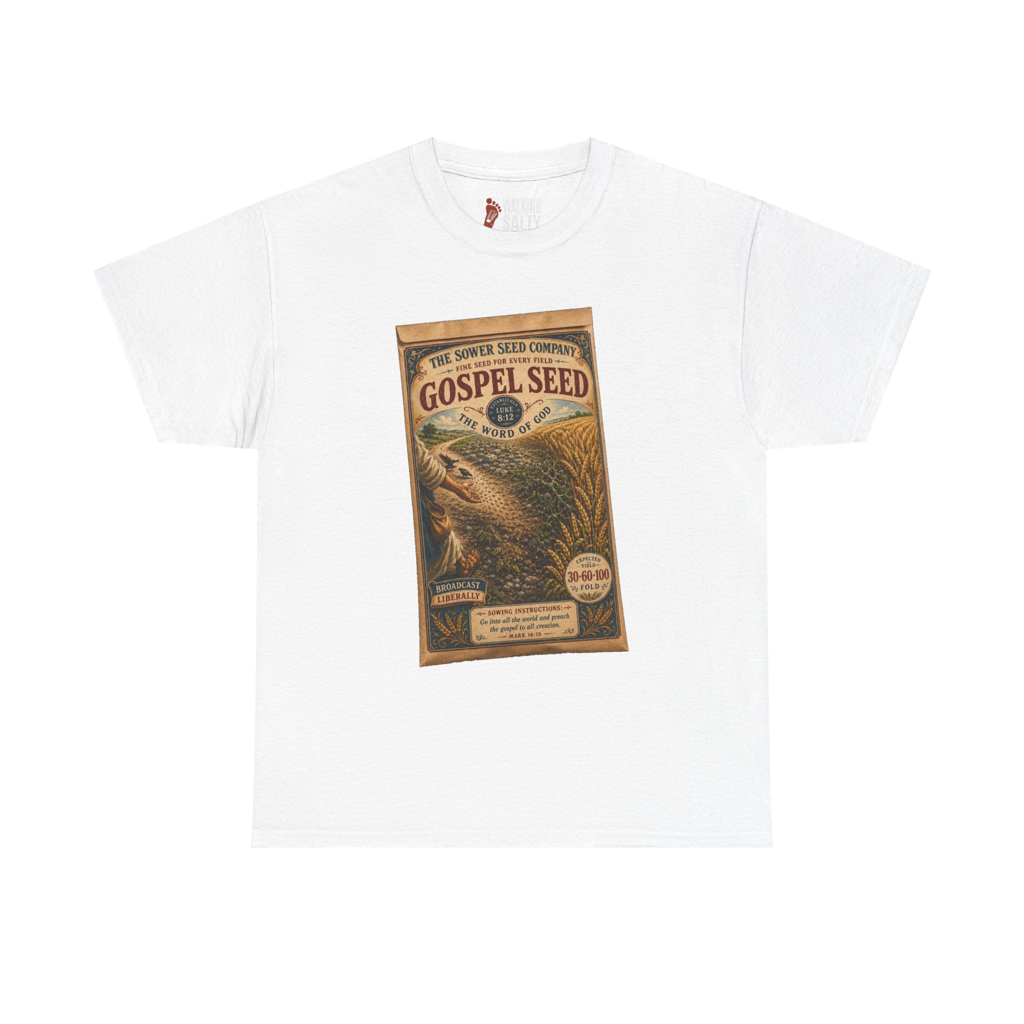 Vintage 'Gospel Seed' Seed Packet Graphic Tee — Retro Botanical Shirt