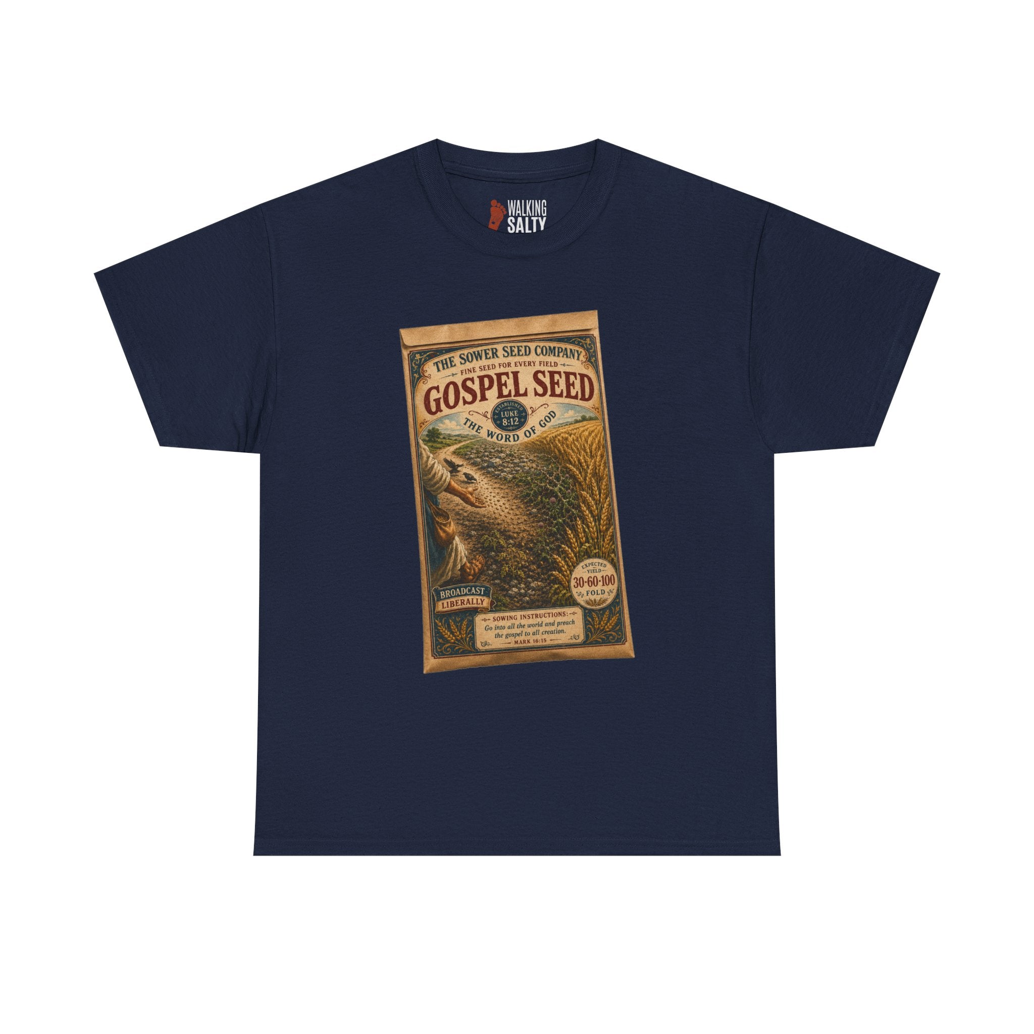 Vintage 'Gospel Seed' Seed Packet Graphic Tee — Retro Botanical Shirt