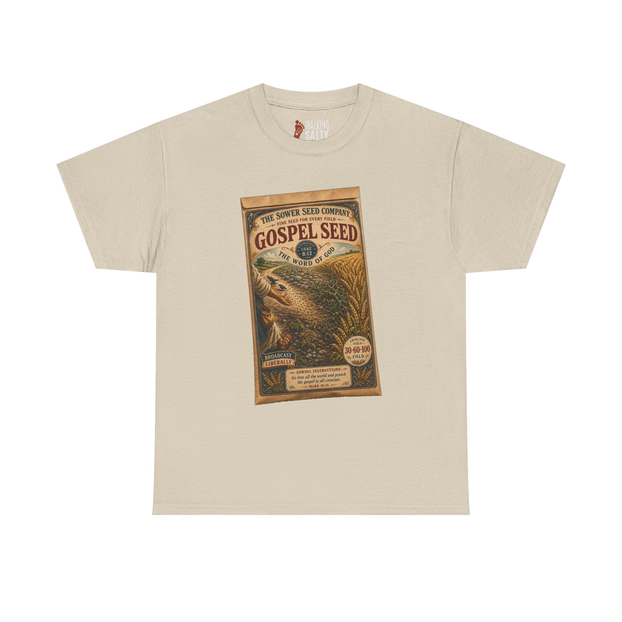 Vintage 'Gospel Seed' Seed Packet Graphic Tee — Retro Botanical Shirt