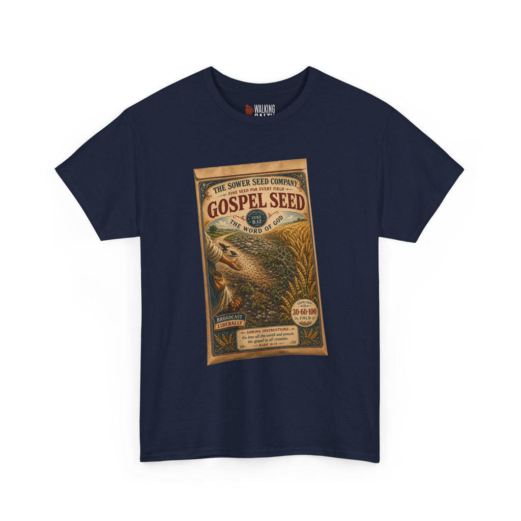 Vintage 'Gospel Seed' Seed Packet Graphic Tee — Retro Botanical Shirt
