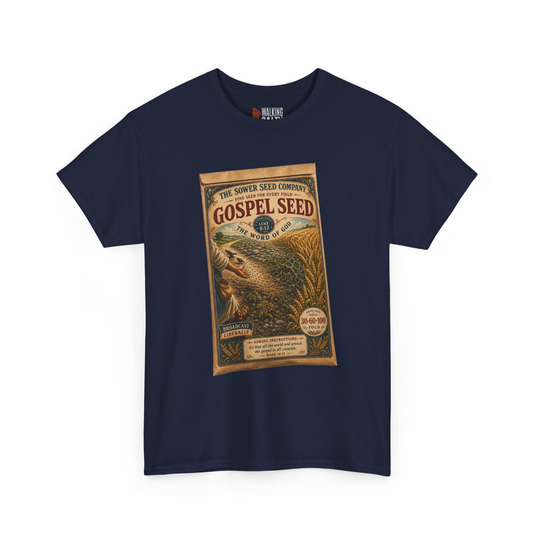 Vintage 'Gospel Seed' Seed Packet Graphic Tee — Retro Botanical Shirt