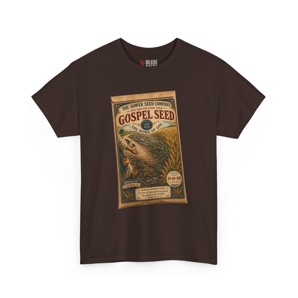 Vintage 'Gospel Seed' Seed Packet Graphic Tee — Retro Botanical Shirt