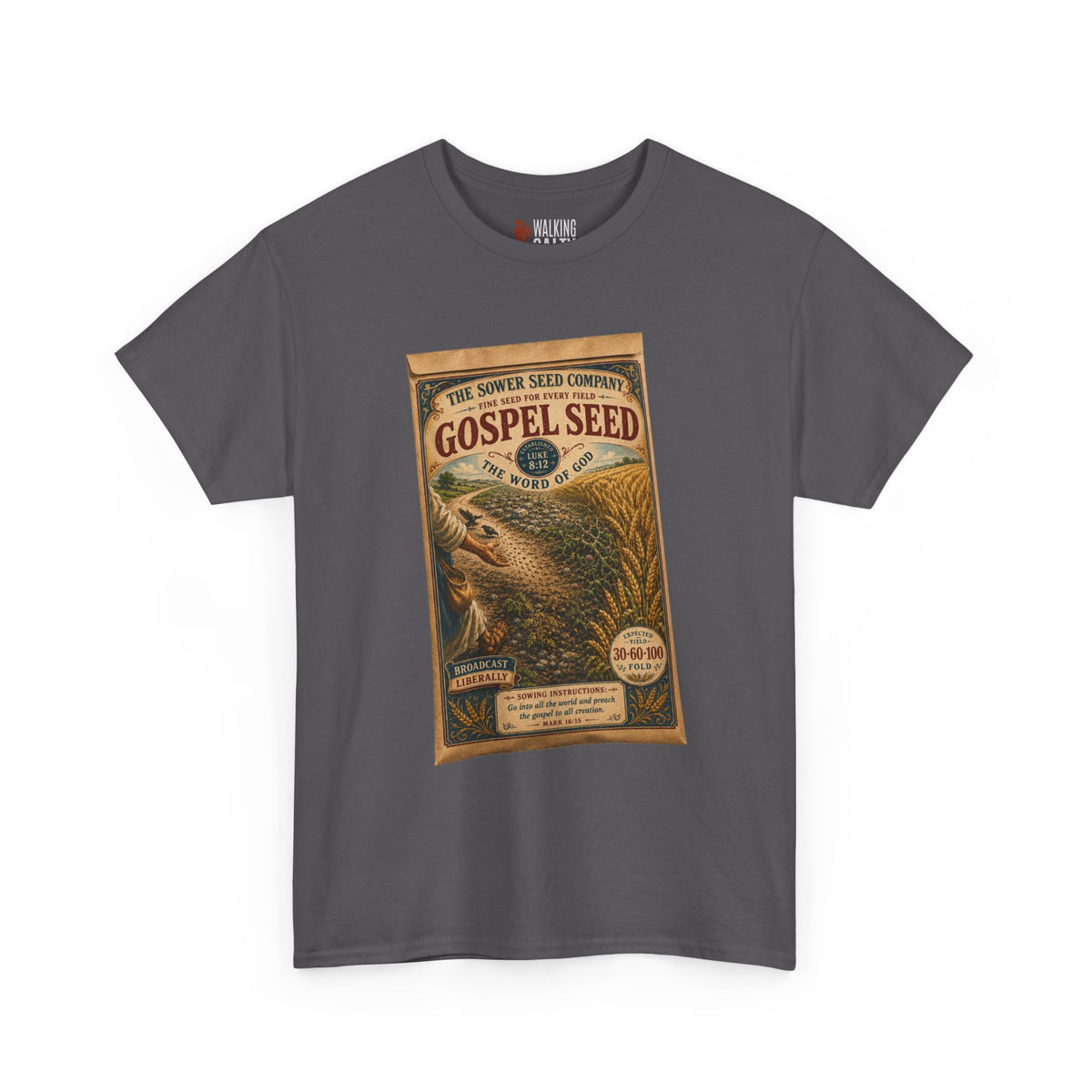 Vintage 'Gospel Seed' Seed Packet Graphic Tee — Retro Botanical Shirt