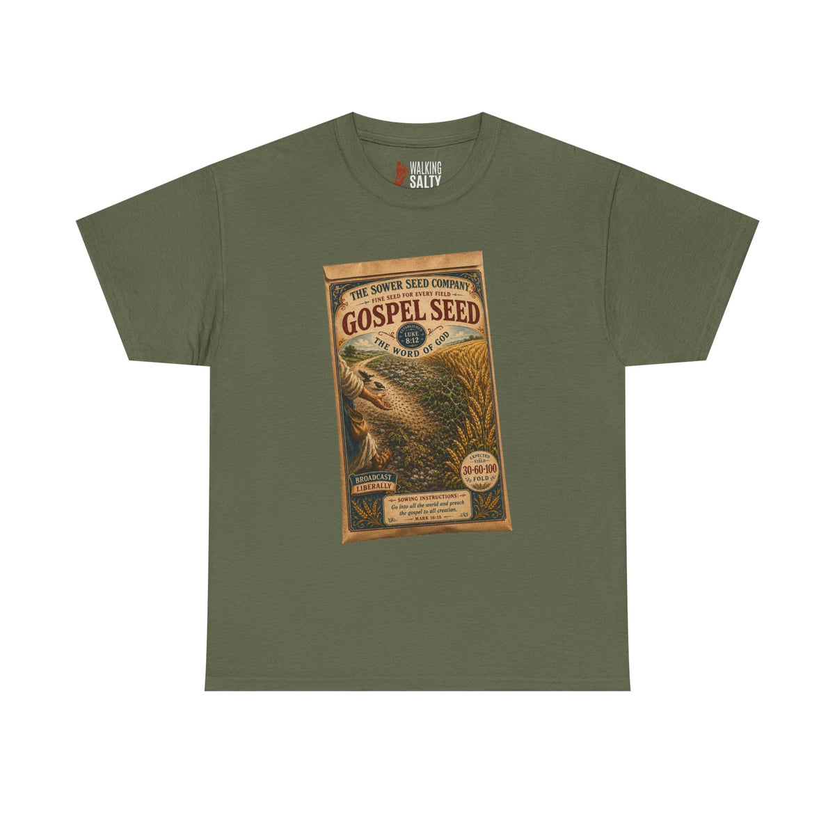 Vintage 'Gospel Seed' Seed Packet Graphic Tee — Retro Botanical Shirt